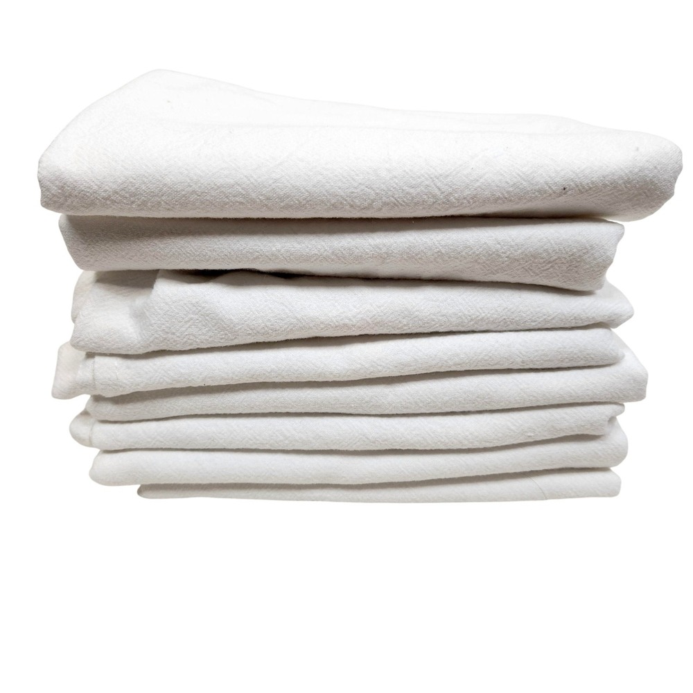 White Cotton Flour Sack Tea Towels Set Of 8 Crossstitching Kitchen Dish Cloths